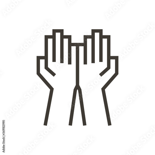 Open folded hands icon. Vector illustration representing praying, giving, support and humanitarian concepts