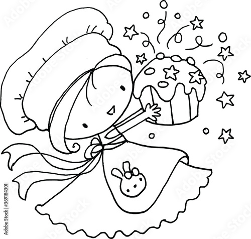 vector cartoon Baker hold a cake