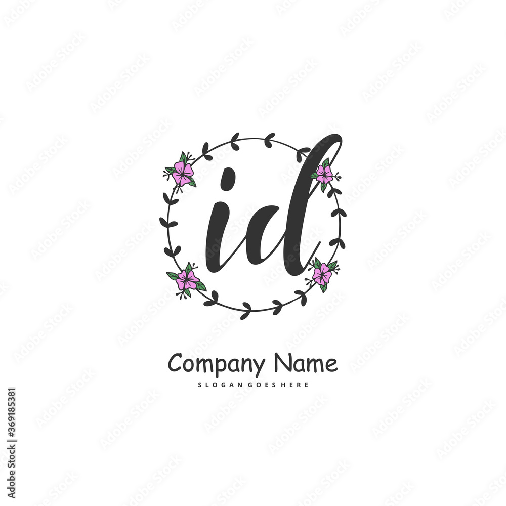 I D ID Initial handwriting and signature logo design with circle. Beautiful design handwritten logo for fashion, team, wedding, luxury logo. I D ID Initial handwriting and signature logo design with circle. Beautiful design handwritten logo for fashion, team, wedding, luxury logo.