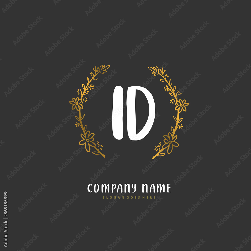 I D ID Initial handwriting and signature logo design with circle. Beautiful design handwritten logo for fashion, team, wedding, luxury logo. I D ID Initial handwriting and signature logo design with circle. Beautiful design handwritten logo for fashion, team, wedding, luxury logo.