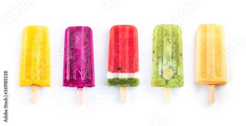 Set of fruit popsicle isolated on white background