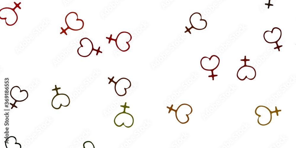 Light Green, Yellow vector pattern with feminism elements. Light Green, Yellow vector pattern with feminism elements.
