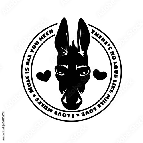 donkey head black and white sketch vector
