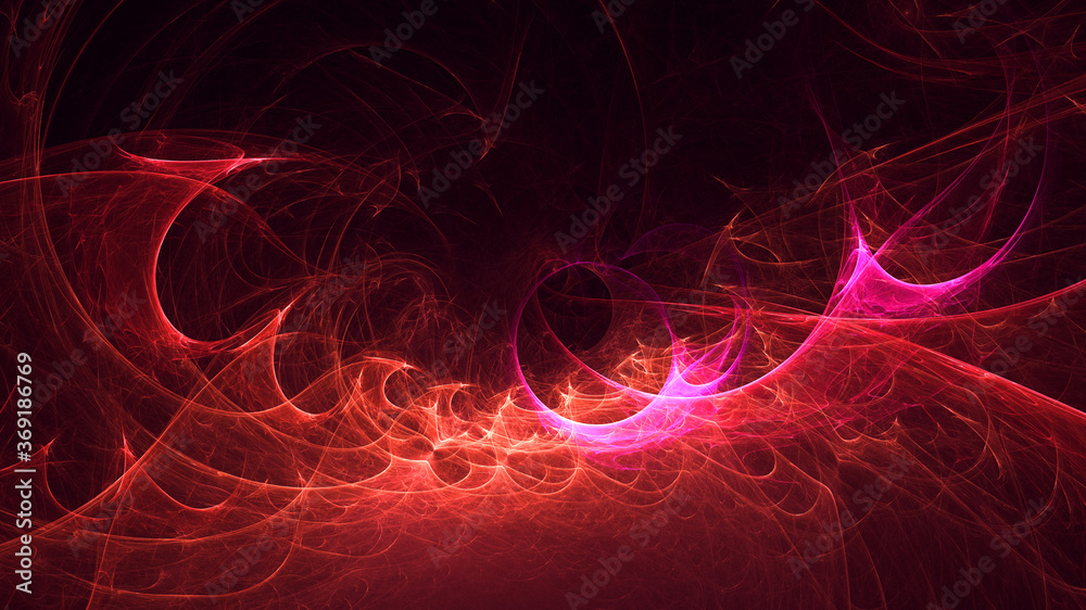 3D rendering abstract multicolor fractal light background