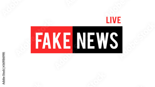 Fake news banner isolated on light white background.