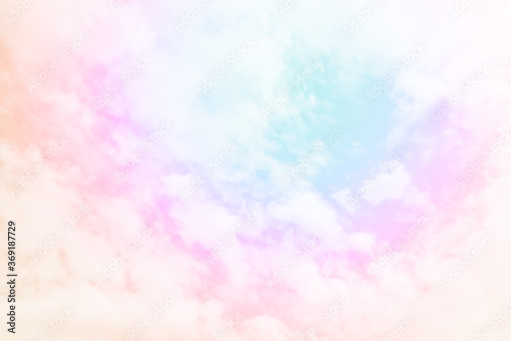 Cloud and sky with a pastel colored background and wallpaper, abstract sky background in sweet color.
