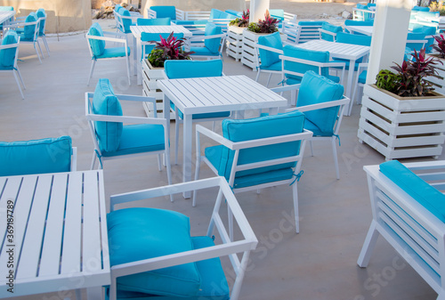 chairs and tables in a beach restaurant © dyachenkopro