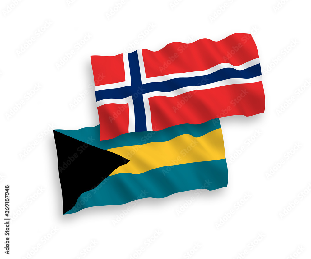 Flags of Norway and Commonwealth of The Bahamas on a white background Flags of Norway and Commonwealth of The Bahamas on a white background