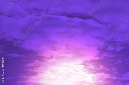 Bright Purple and Pink Sky and beautiful clouds with abstract colored background and wallpaper. 