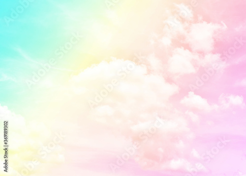 Cloud and sky with a pastel colored background and wallpaper, abstract sky background in sweet color © masterjew