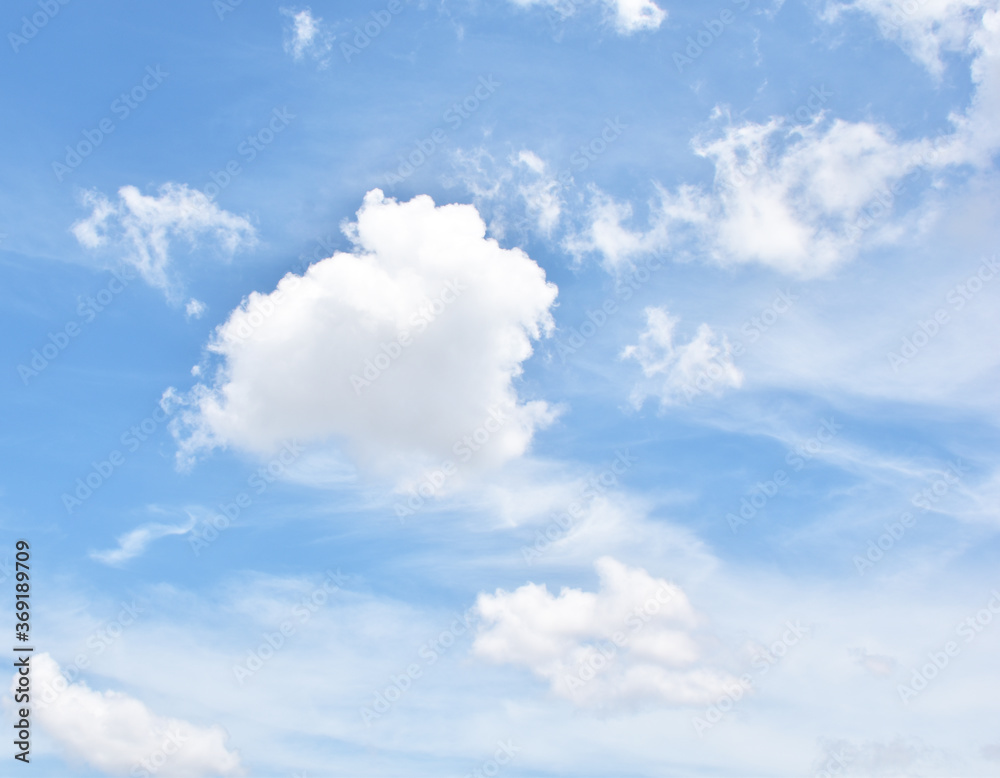 Bright Blue sky with white cloud. Beautiful sky background and wallpaper. Clear day and good weather in the morning.  