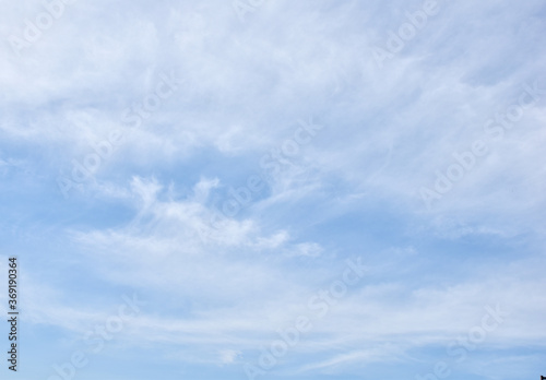 Bright Blue sky with white cloud. Beautiful sky background and wallpaper. Clear day and good weather in the morning.  