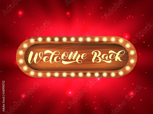 Welcome back brush lettering. Vector stock illustration for card or poster