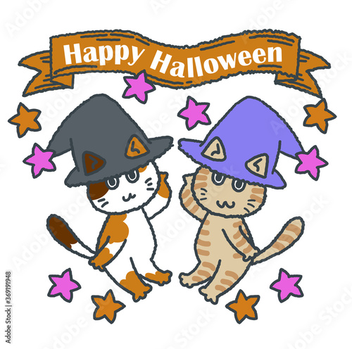 Happy Halloween  with a cute cats