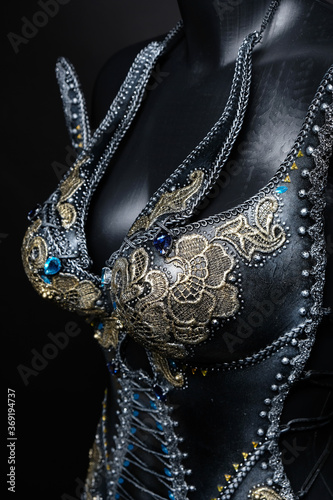 Gorgeous silver corset with precious stones