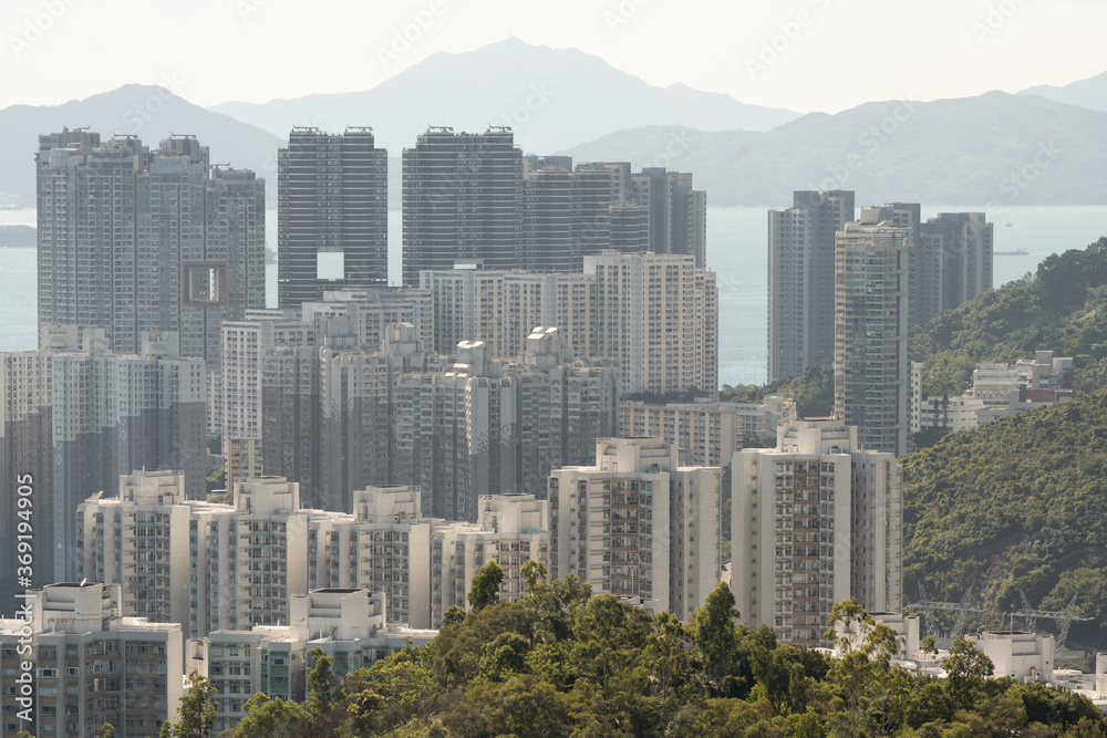 Hong Kong - Ap Lei Chau, mountain nature vs city