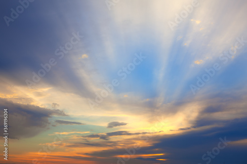 Sky Scenery with Sun Rays Early in the Morning 