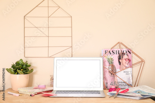 Modern laptop with blank sc...