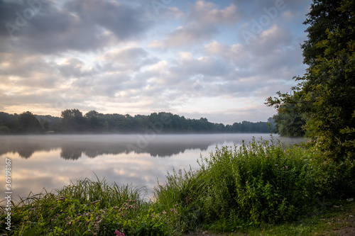 Sonnenaufgang am Rubbenbruchsee Osnabrück in Langzeitbelichtung