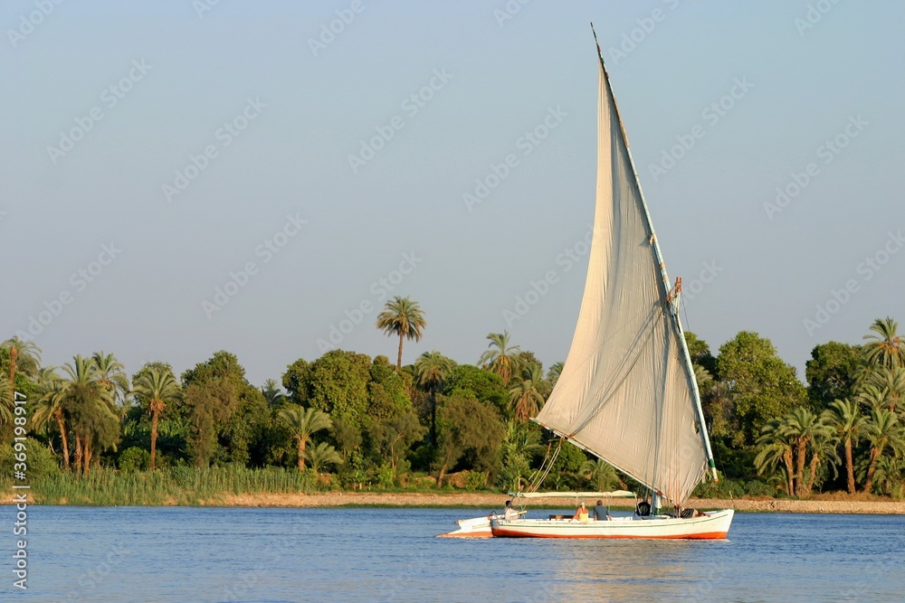 A Nile cruise on an elegant traditional sailing boat - obrazy, fototapety, plakaty 