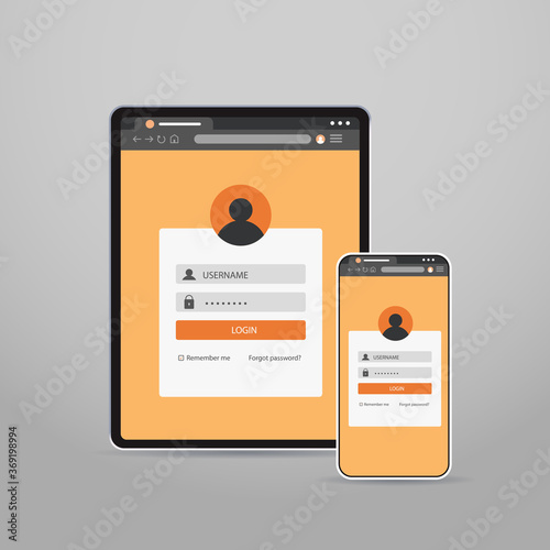 tablet and smartphone screns cross platform application development adaptive user interface responsive web design vector illustration
