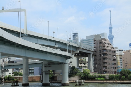 Tokyo Metropolitan Expressway with sky tree tower