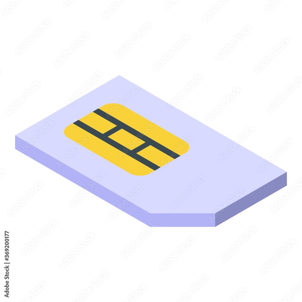 Personal sim card icon. Isometric of personal sim card vector icon for web design isolated on white background