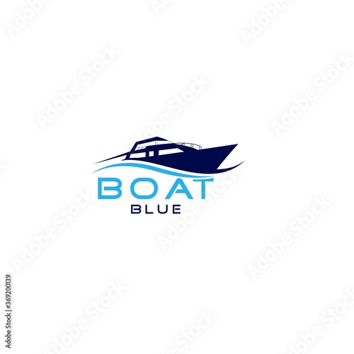 Blue Boat Logo Design Vector