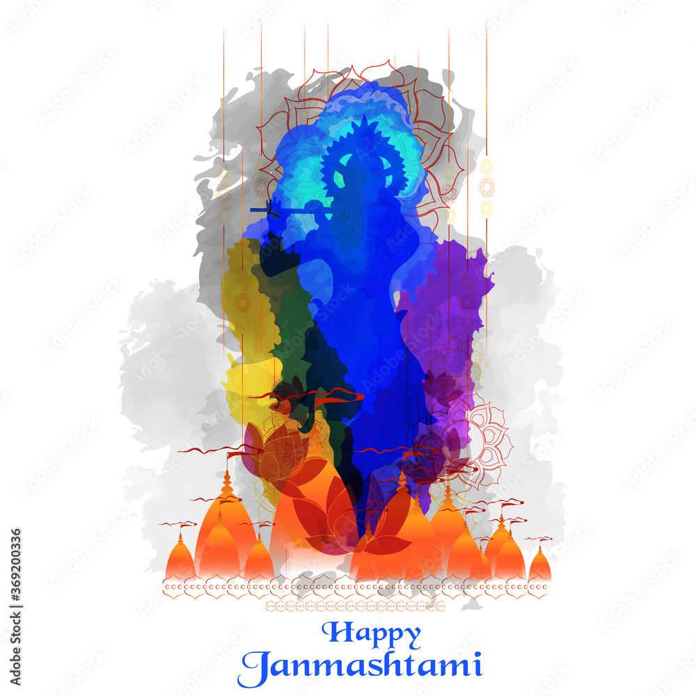 Fototapeta illustration of happy Janmashtami. Lord Krishna