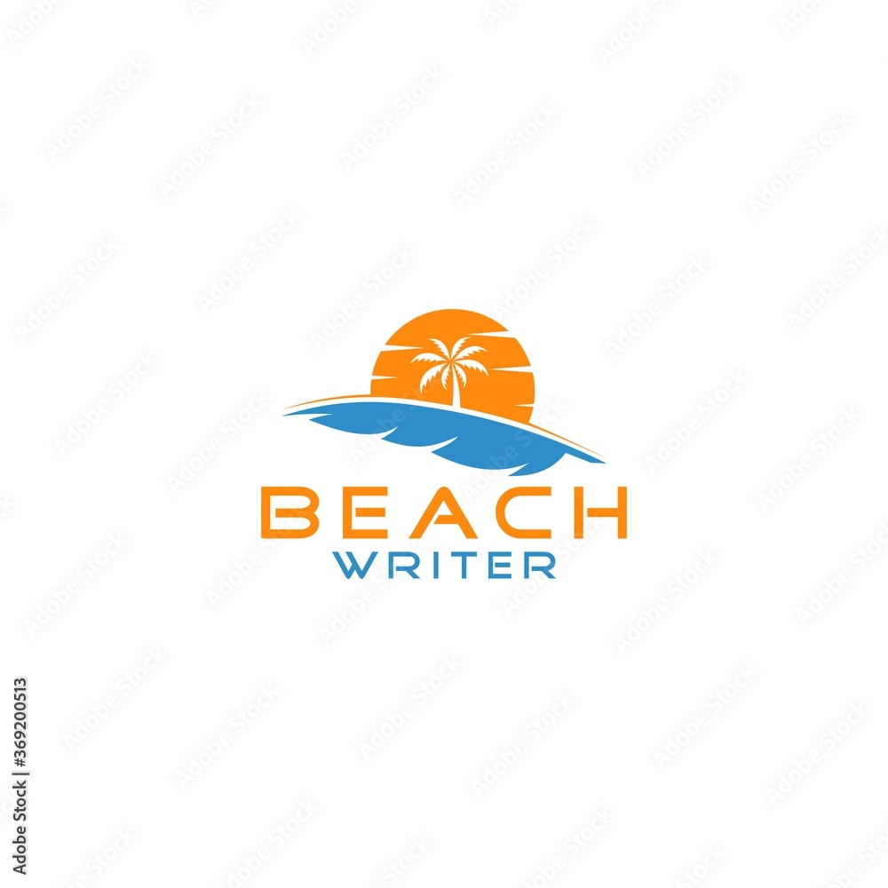 Beach Writer Logo Design Vector Beach Writer Logo Design Vector