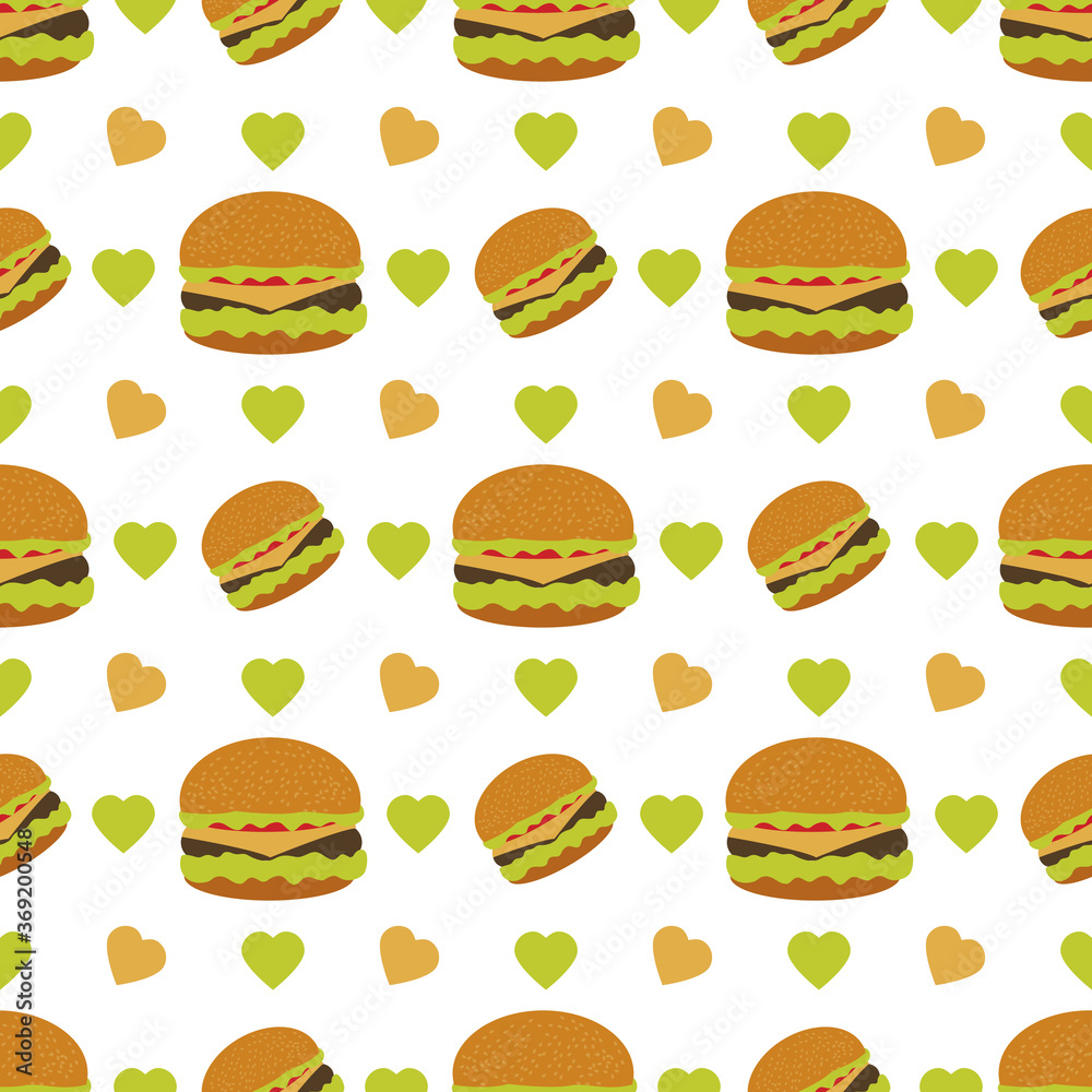 Vector Pattern Burger Takeaway Fast Food Lunch Vector Pattern Burger Takeaway Fast Food Lunch