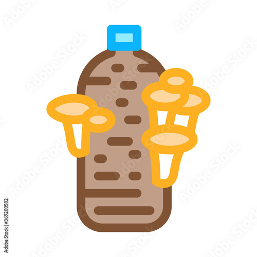 growing mushroom from bag icon vector. growing mushroom from bag sign. color symbol illustration