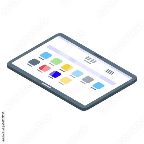 Tablet operating system icon. Isometric of tablet operating system vector icon for web design isolated on white background