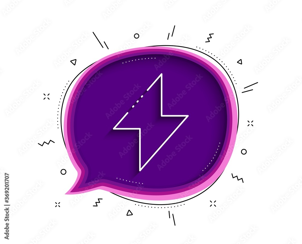 Energy line icon. Chat bubble with shadow. Thunderbolt sign. Electric power symbol. Thin line energy icon. Vector Energy line icon. Chat bubble with shadow. Thunderbolt sign. Electric power symbol. Thin line energy icon. Vector