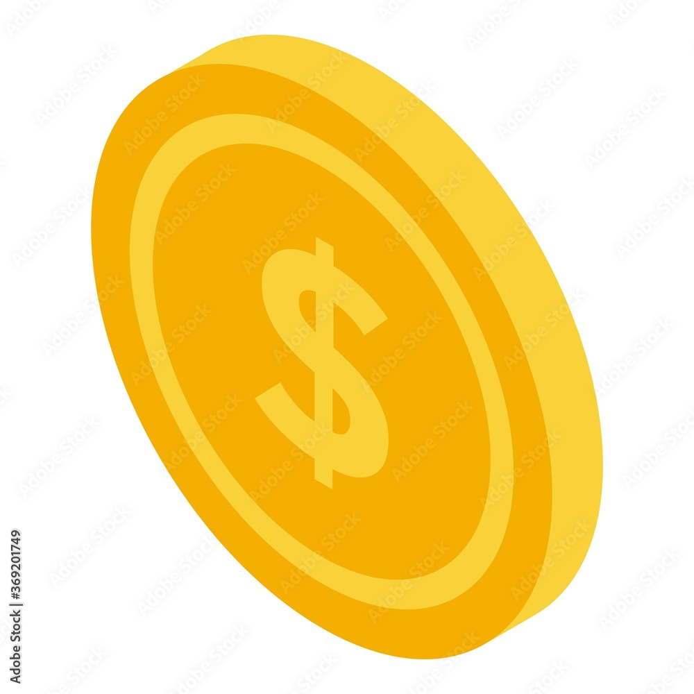 Bus ticket coin payment icon. Isometric of bus ticket coin payment vector icon for web design isolated on white background Bus ticket coin payment icon. Isometric of bus ticket coin payment vector icon for web design isolated on white background