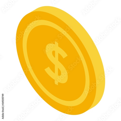 Bus ticket coin payment icon. Isometric of bus ticket coin payment vector icon for web design isolated on white background