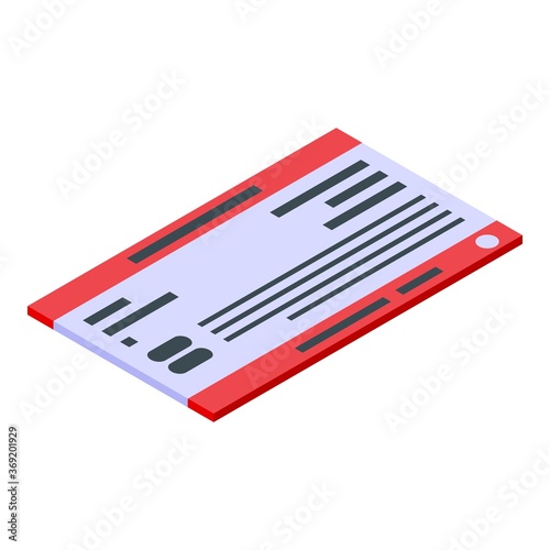 City bus ticket icon. Isometric of city bus ticket vector icon for web design isolated on white background