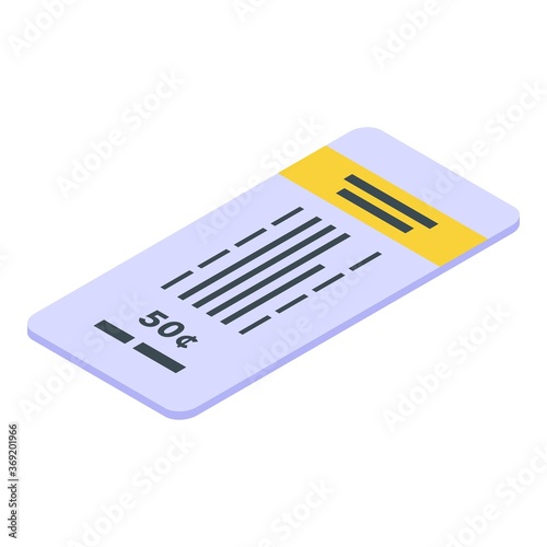 50 cents bus ticket icon. Isometric of 50 cents bus ticket vector icon for web design isolated on white background