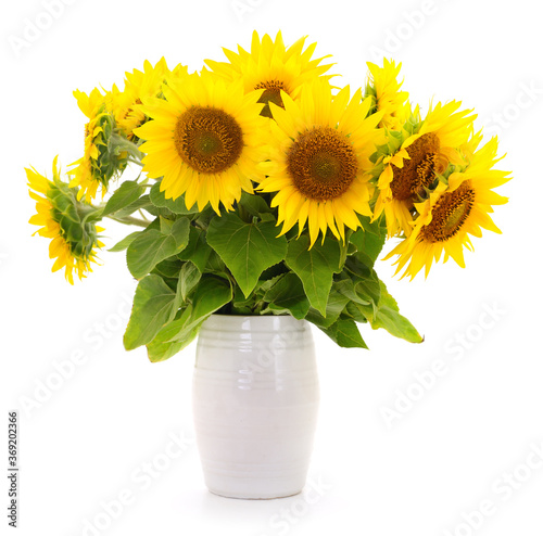 Sunflowers bouquet in vase.