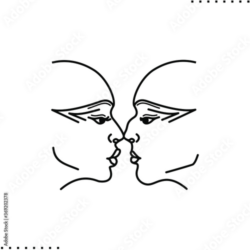 Man and woman, pheromones, attraction vector icon in outline