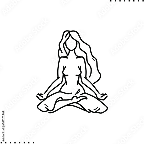 Yoga pose and meditation vector icon in outline