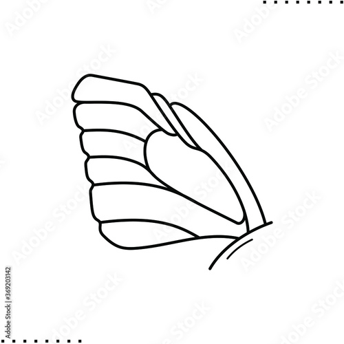 Wing shape of butterfly, aerodynamics vector icon in outline