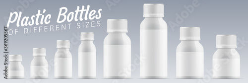 plastic bottles of different sizes mockup