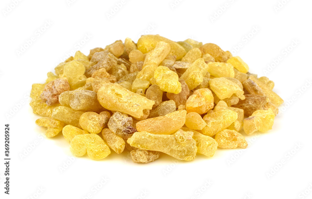 Closeup on Frankincense (Olibanum) Heap. Aroma Resin Gum. Isolated on White Background. Closeup on Frankincense (Olibanum) Heap. Aroma Resin Gum. Isolated on White Background.