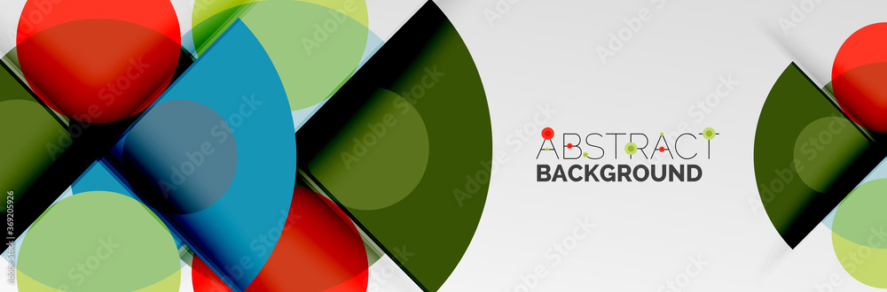 Bright color circles, abstract round shapes and triangles composition with shadow effects. Vector modern geometric design template Bright color circles, abstract round shapes and triangles composition with shadow effects. Vector modern geometric design template