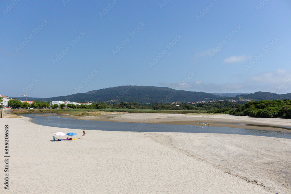 Mouth of the Âncora River and its estuary in Vila Praia de Ancora, Portugal.