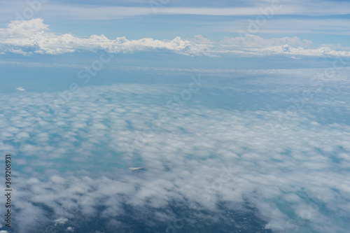 blue sky with fluffy taken from a high angle.