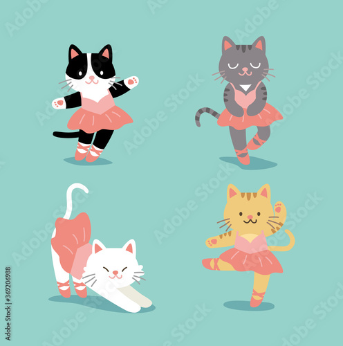 set of funny cartoon cats