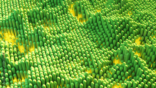 Waving array of green capsu...