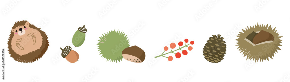 秋 ハリネズミと木の実 Stock ベクター Adobe Stock